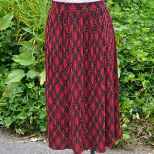 Vintage Koret 18W Red Plaid Pleated Skirt